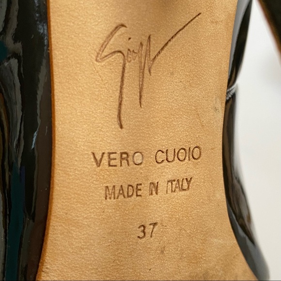 Giuseppe Zanotti patent leather black pointed toe slip on high heel dress pumps - Picture 9 of 10